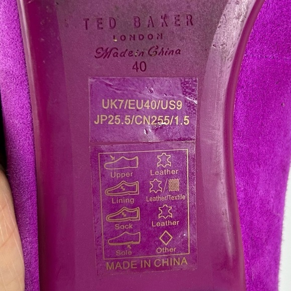 TED BAKER London Oleshky Magenta And Gold Pointy Toe Flats Size 9‎ - Picture 12 of 12